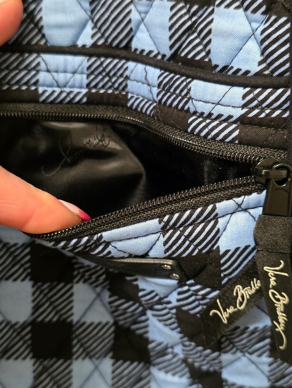 Vera Bradley Blue Buffalo Check Quilted Crossbody Shoulder Bag Lightweight NWOT - Picture 13 of 16